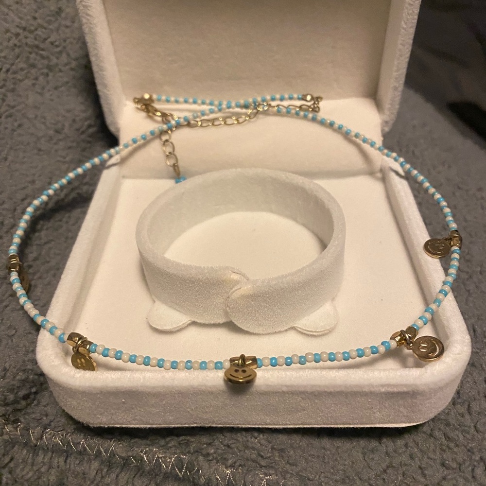Adina Eden Neon Smiley Face Beaded Necklace